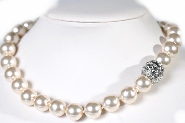 Collier Perlenkette weiss 14mm
