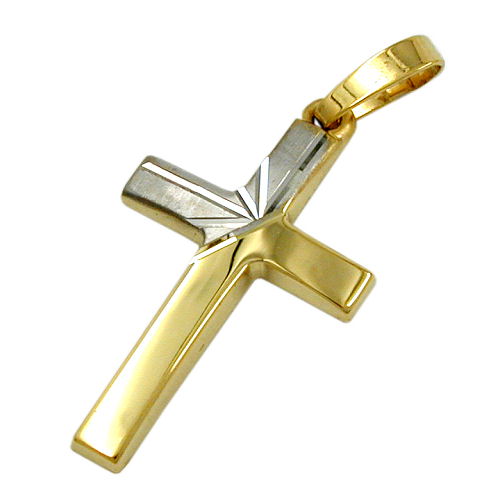 Anh?nger Kreuz bicolor 14Kt 585 GOLD
