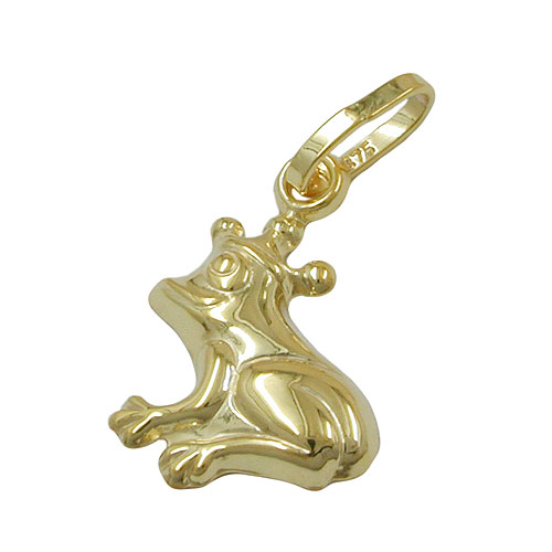 Anh?nger 12x8mm Frosch mit Krone gl?nzend 9Kt GOLD