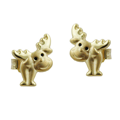 Stecker 8x6mm Elch Augen schwarz lackiert matt-gl?nzend 9Kt GOLD