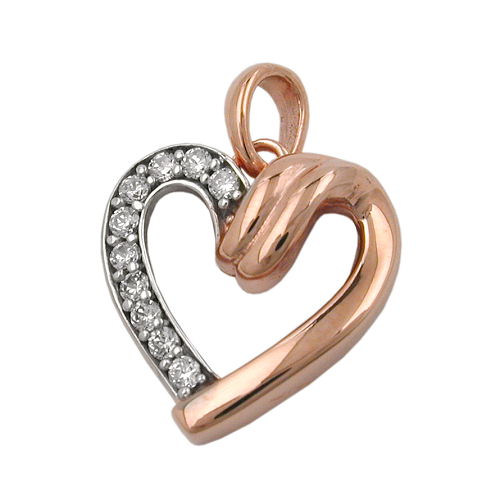 Anh?nger 13mm Herz mit Zirkonias bicolor 9Kt Rotgold