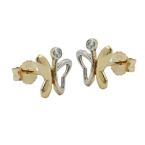 Stecker 8x7mm Schmetterling bicolor gl?nzend 9Kt GOLD