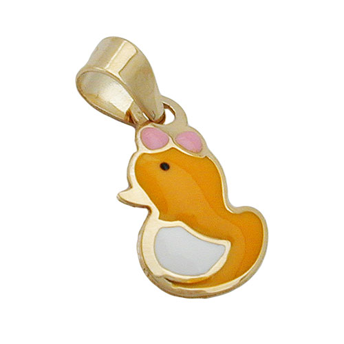 Anh?nger 11x7mm kleine Ente farbig emailliert 9Kt GOLD