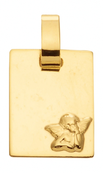 Anh?nger Gravurplatte Amor eckig 9x12mm 14Kt 585 Gold