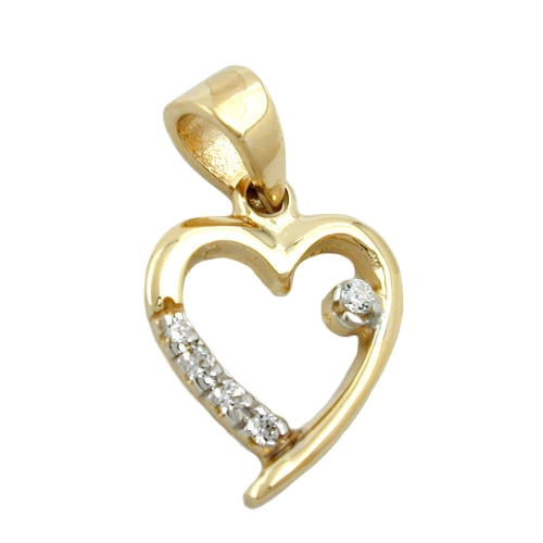 Anh?nger 13x10mm Herz mit Zirkonias 9Kt GOLD