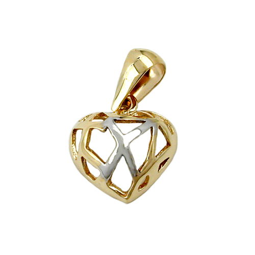 Anh?nger 9mm Herz filigran durchbrochen rhodiniert 9Kt GOLD