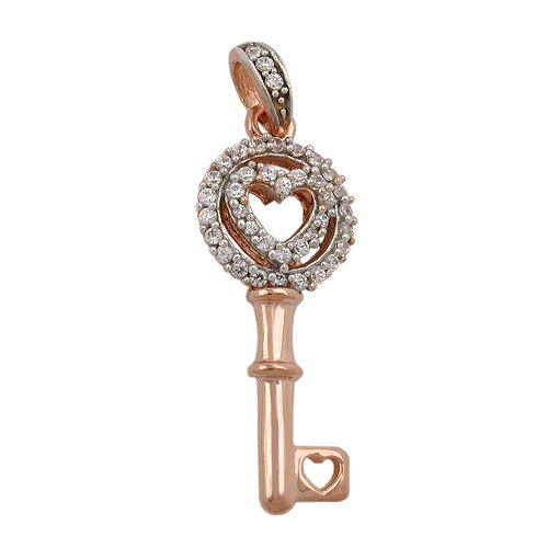 Anh?nger 21x9mm bicolor rhodiniert Zirkonia 9Kt Rotgold