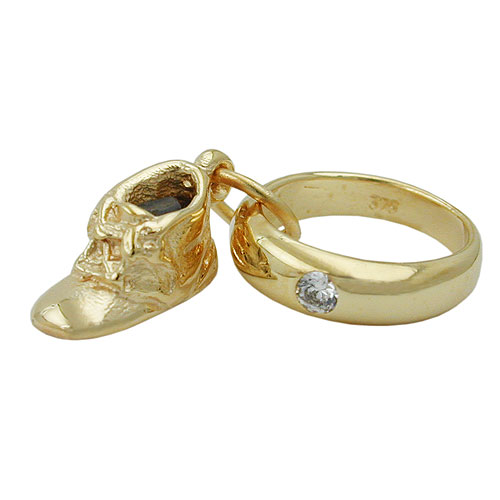 Anh?nger 11x4mm Taufring Babyschuh 9Kt GOLD