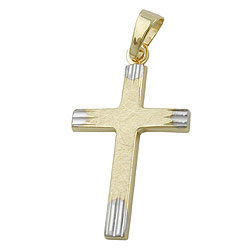 Anh?nger 21x14mm Kreuz bicolor 9Kt GOLD