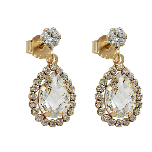 Stecker 16x8mm H?nger Zirkonias 9Kt GOLD