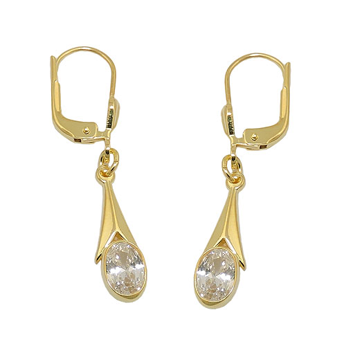 Ohrbrisur Ohrh?nger Ohrringe 33x5mm Zirkonia wei? oval 8Kt GOLD