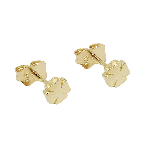 Stecker 5mm Kleeblatt gl?nzend 9Kt GOLD