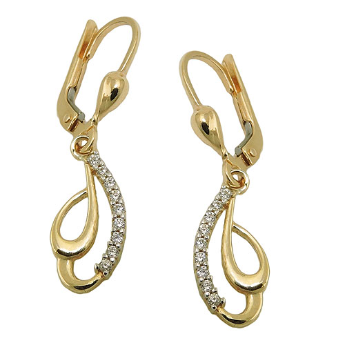 Ohrbrisur Ohrh?nger Ohrringe 30x7mm mit Zirkonias rhodiniert 9Kt GOLD