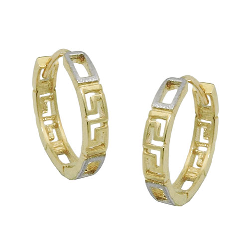 Creole 14x3mm Klappscharnier bicolor rhodiniert gl?nzend 9Kt GOLD