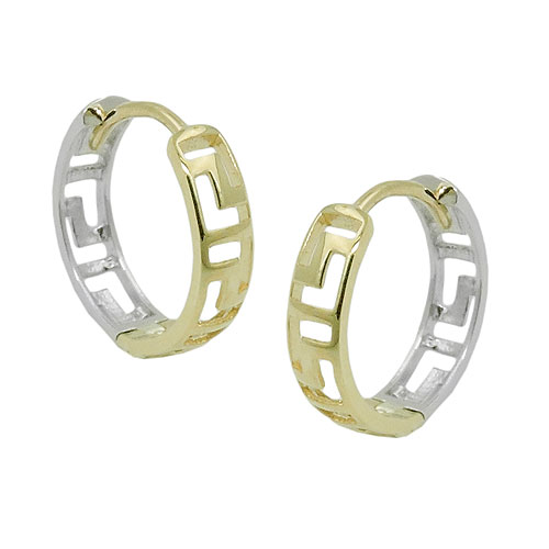 Creole 14x4mm Klappscharnier bicolor rhodiniert 9Kt GOLD