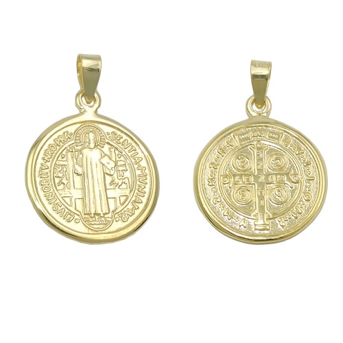 Anh?nger 16mm religi?se Medaille St. Benedikt gl?nzend 9Kt GOLD