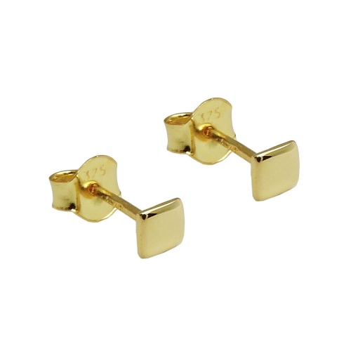Ohrstecker Ohrring 3,5x3,5mm Viereck glänzend flach 9Kt GOLD