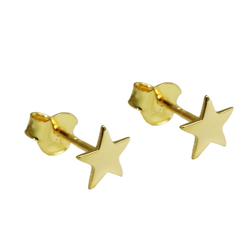 Ohrstecker Ohrring 6mm Stern gl?nzend flach 9Kt GOLD