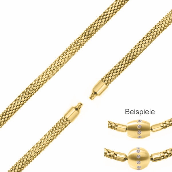Edelstahl Collier Himbeerkette 5mm vergoldet f?r Wechelschliesse