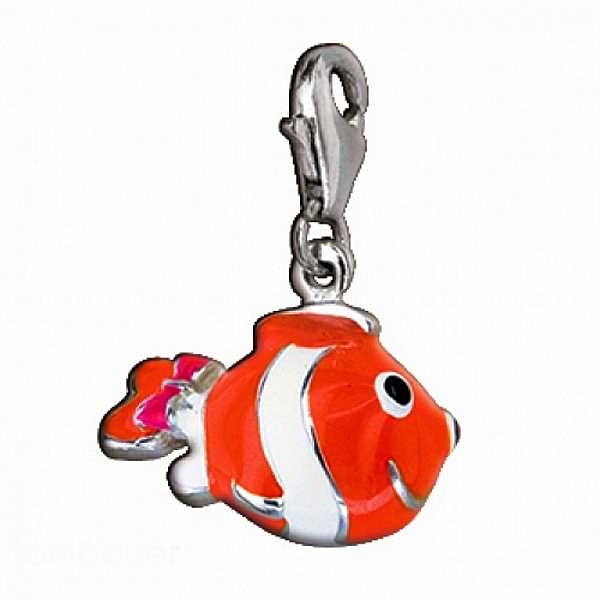 Anhänger Charm 925 Silber "Fisch orange"