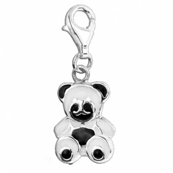 Anh?nger Charm 925 Silber B?r schwarz weiss