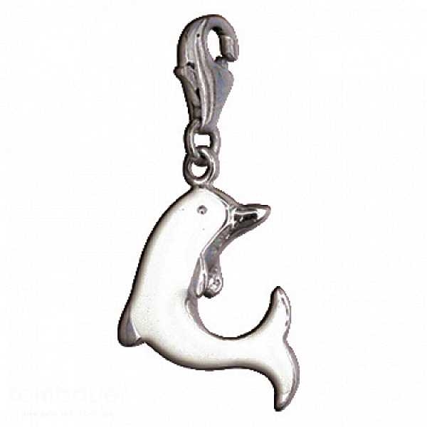 Anhänger Charm 925 Silber Delfin weiss