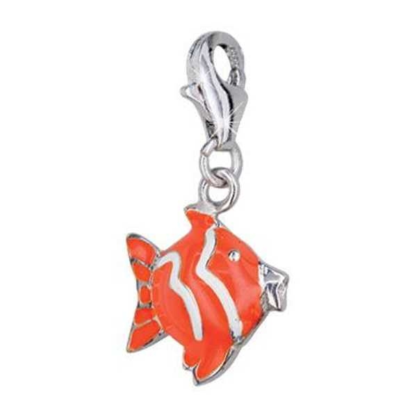Anh?nger Charm 925 Silber Fisch orange weiss
