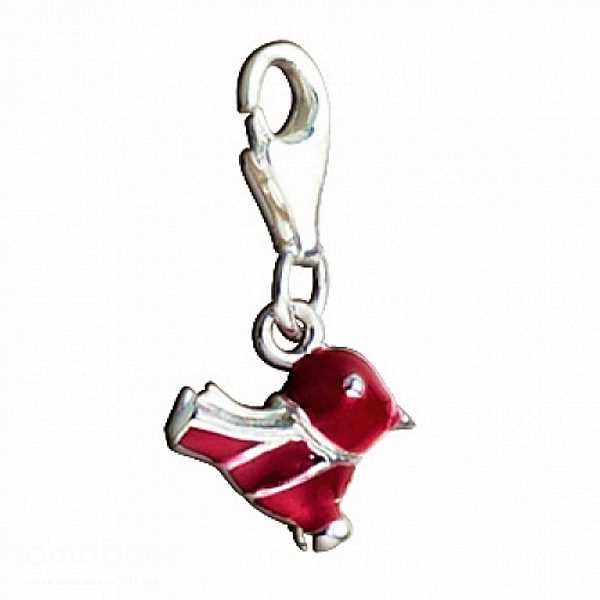 Anh?nger Charm 925 Silber Vogel rot