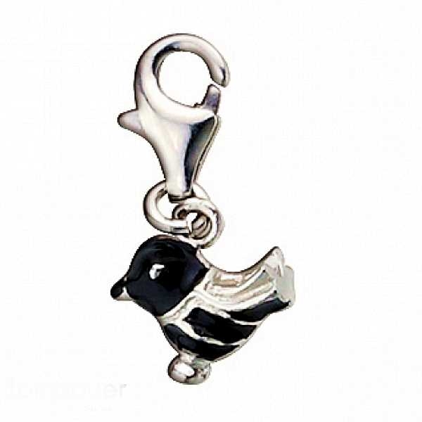 Anh?nger Charm 925 Silber Vogel schwarz
