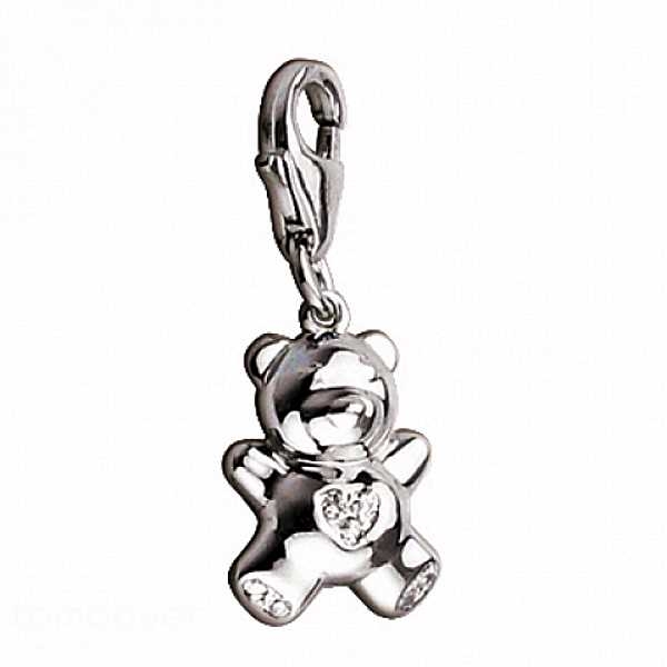 Anhänger Charm 925 Silber Zirkonia Kleiner Bär