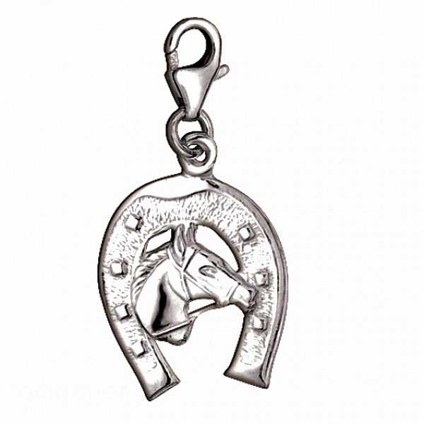 Anh?nger Charm 925/- Silber "Pferdekopf - Hufeisen"