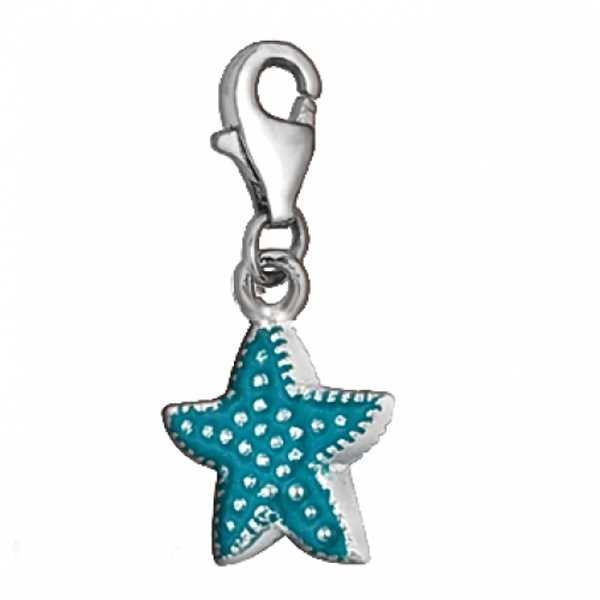 Anh?nger Charm 925/- Silber Bettelarmband "Seestern t?rkis"