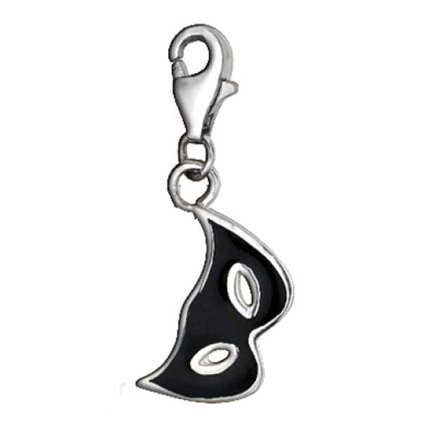 Anhänger Charm 925/- Silber Bettelarmband Maske schwarz