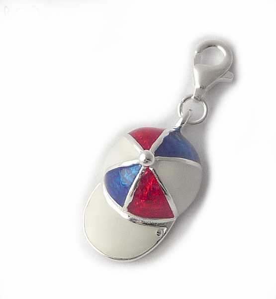 Anh?nger Charm 925/- Silber Kappe blau weiss rot