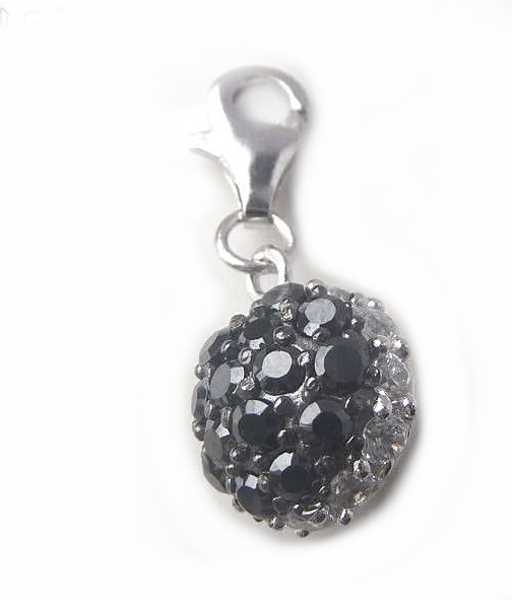 Anh?nger Charm Kugel Zirkonia schwarz und wei?