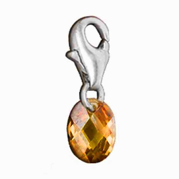 Anhänger Charm oval Zirkonia peach