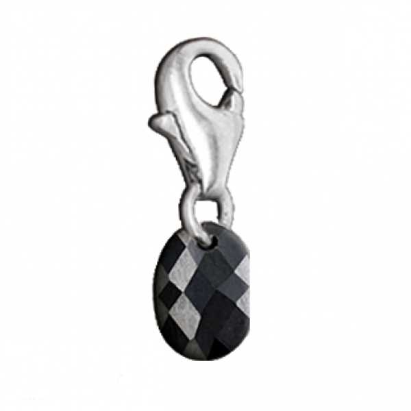 Anhänger Charm oval Zirkonia schwarz