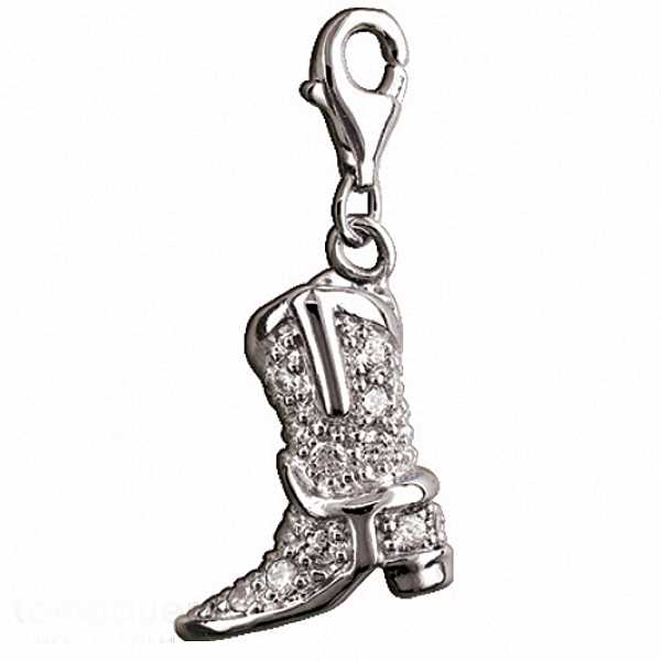 Anh?nger Charm Silber 925 Zirkonia Cowboy Stiefel