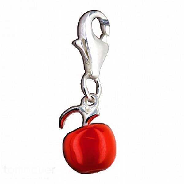 Anhänger, Charm Apfel rot 925