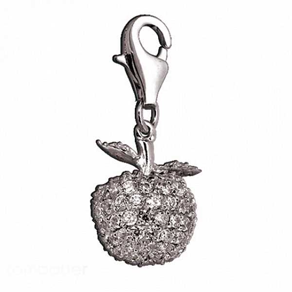 Anh?nger, Charm Silber 925 Zirkonia  "Apfel"