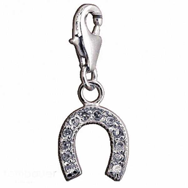 Silbereinh?nger Charm Hufeisen mit Zirkonia