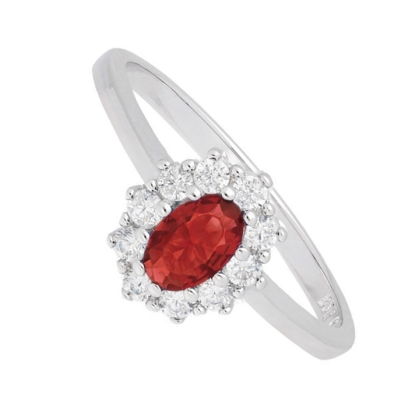 Ring Zirkonia rot weiss Silber 925 Ringgr??e 58