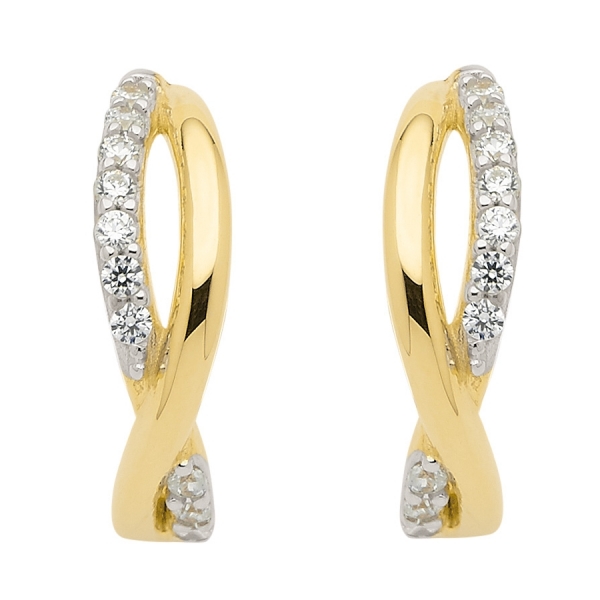 Creole bicolor Zirkonia 14Kt 585 GOLD