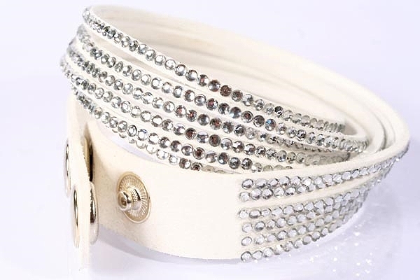 Armband wei?es Velourleder Kristall Crystal
