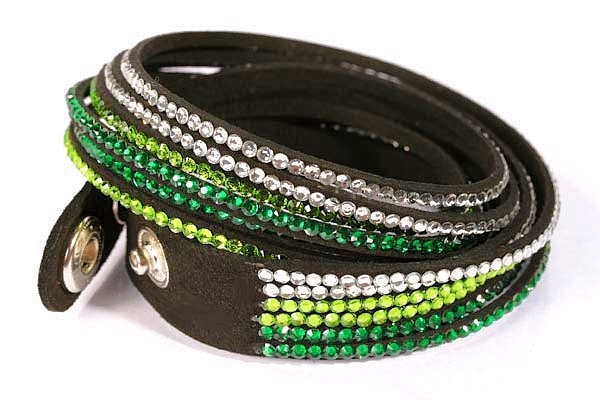 Armband schwarzes Velourleder Kristall Peridot-Crystal