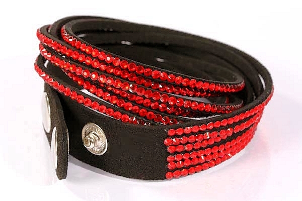 Armband schwarzes Velourleder Kristall Light Siam