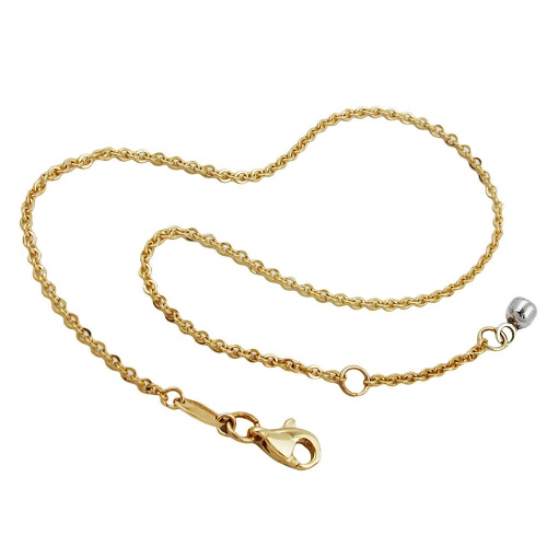 Fu?kette 1,7mm Ankerkette mit Endkugel Wei?gold 9Kt GOLD 25cm