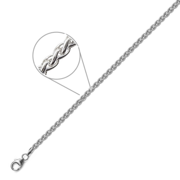 Collier Zopfkette 2,1mm 925 Silber 45cm