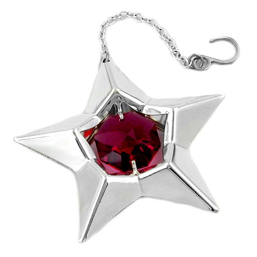 H?ngedekoration Stern 48mm silber-plattiert mit Glas-Stein pink
