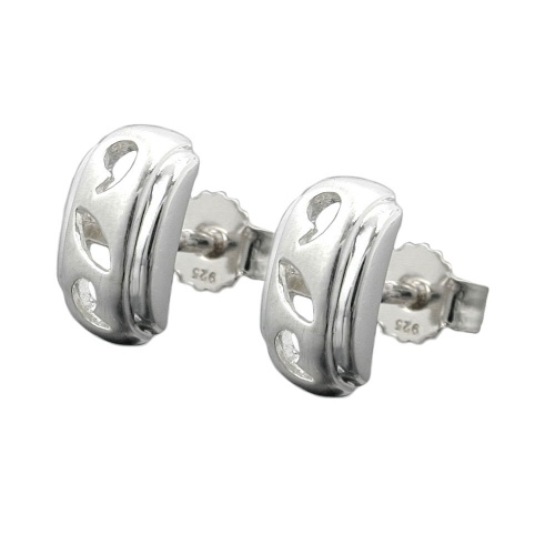 Stecker 9x5mm durchbrochen matt gl?nzend mit Zirkonia Silber 925